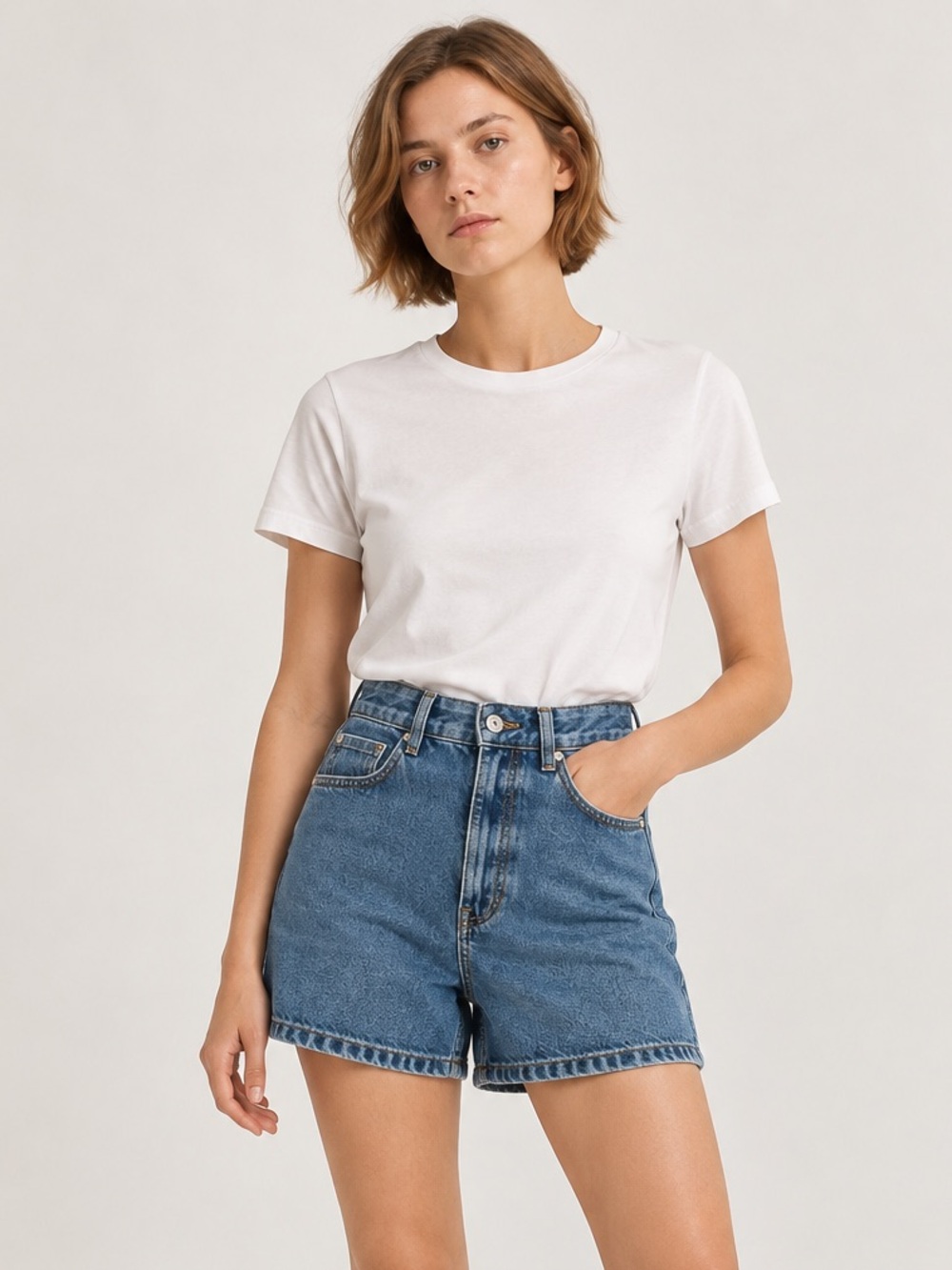 ZARA Super High Rise Denim Jean Shorts Medium Wash Size 2